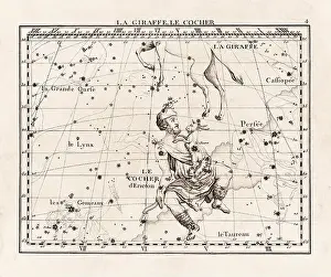 Celestial Navigation Prints: Vintage constellation illustration from the early 18th century