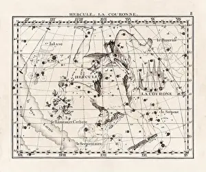 Celestial Navigation Prints: Vintage constellation illustration from the early 18th century