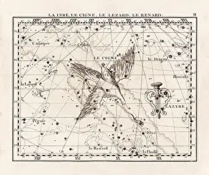 Celestial Navigation Prints: Vintage constellation illustration from the early 18th century