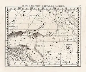 Celestial Navigation Prints: Vintage constellation illustration from the early 18th century