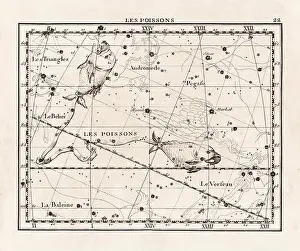 Celestial Navigation Prints: Vintage constellation illustration from the early 18th century