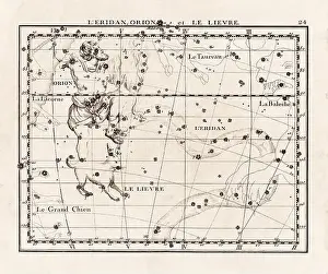 Celestial Navigation Prints: Vintage constellation illustration from the early 18th century