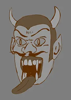 Hell Prints: Vintage devil image with tongue out