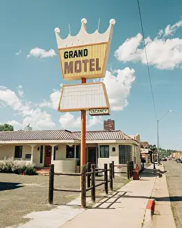 Motel Prints: Vintage Grand Motel sign on Route 66 in Williams, Arizona