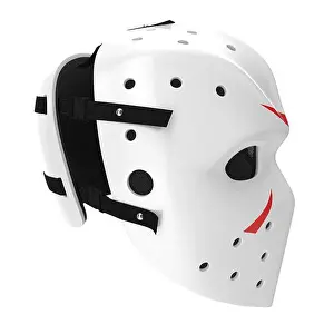 Hockey Prints: vintage hockey mask on white. Side view. 3D illustration