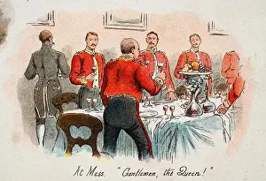 Illustration And Painting Prints: Vintage illustration of Army officers toasting the Queen in the Mess