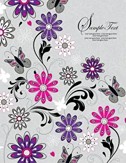 Inspired Prints: Vintage invitation card with ornate elegant retro abstract floral design