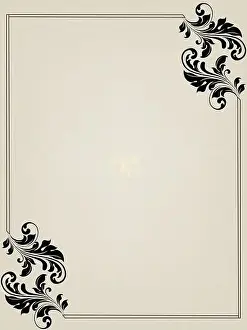 Enchanting Prints: Vintage invitation card with ornate elegant retro abstract floral design