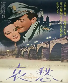 Vintage Poster Prints: A vintage Japanese movie poster for the classic film Waterloo Bridge