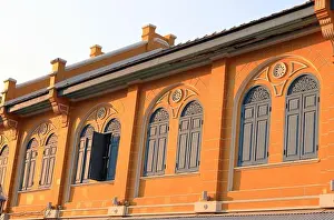 Chino Prints: Vintage Neoclassical, Sino Portuguese architecture building facade with beautiful windows detail in thailand
