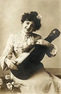 Ancestor Prints: Vintage Photo of Woman With Huge Bottle Of Wine