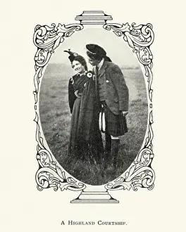 Romantic Activity Prints: Vintage photograph of a young scottish couple, c.1913