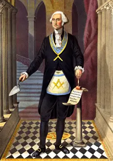 Father Prints: Vintage portrait depicting George Washington (1732 - 1799)