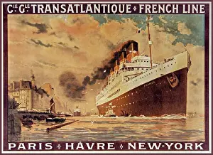 Vintage Travel Poster Prints: Vintage Poster Cie Gle. Transatlantique
