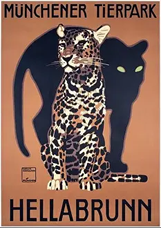 Advertisement Prints: Vintage poster, German artist Ludwig Hohlwein (1874-1949) Munich Zoo Poster – Münchener Tierpark 1912