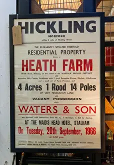 Measurements Prints: Vintage property auction sale poster for a farm land measured in acres