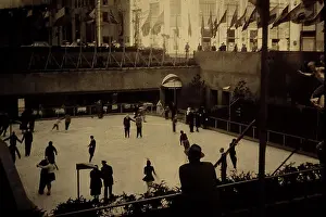 Entertaining Prints: Vintage Rockefeller Center Ice Skating NYC NY Thanksgiving 1950s