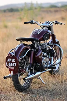Vintage Royal Enfield Bullet with Triumph tank and mudguards from the 50's called a bitsa