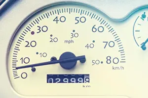 Dial Prints: Vintage speedometer on bike, motorbike, motorcycle