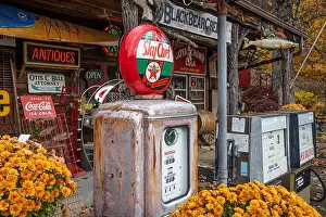 Antiques Prints: Vintage Texaco Sky Chief gas pump at Black Bear Creek Antiques near Lake Burton in the Northeast Georgia Mountains near