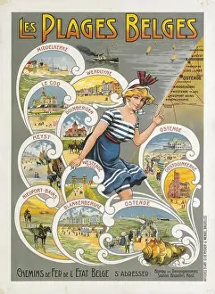Beaches Prints: An vintage travel poster for beaches and seaside holidays in Belgium