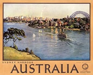 July Collection: A vintage travel poster for Sydney Harbour in Australia