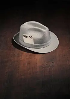Permission Prints: Vintage trilby hat with a press card