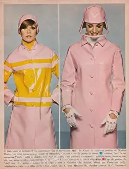 Vinyl coats vintage fashon photograph from ELLE magazine French edition January 1966