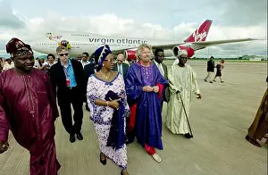 Nigeria Prints: Virgin airlines boss Sir Richard Branson arriving at Lagos Airport in Nigeria on their inaugural flight in 1999