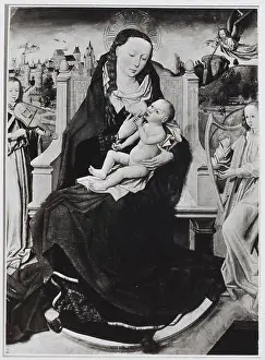 Virgin And Child Prints: Virgin and Child appear with two angels playing harp