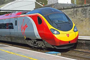 Units Prints: Virgin Pendolino train at Oxenholme Rail Station, Cumbria, England, United Kingdom, Europe