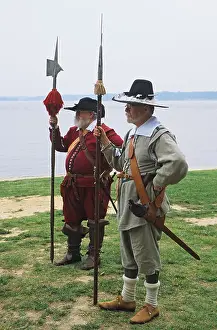 In America Prints: Virginia Colonial National Park at Jamestown 1st permanent English settlement in America 1607 costumed reenactors