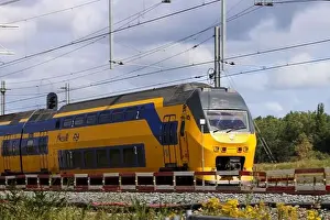 Intercity Prints: VIRM intercity train on track of NS between The Hague and Delft in the Netherlands