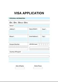 Abroad Prints: Empty visa application form for immigration, illustration