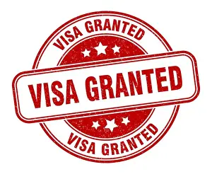 visa granted stamp. visa granted sign. round grunge label