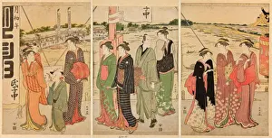 Hairstyles Prints: Visit to the Masaki Inari Shrine by Katsukawa Shuncho