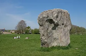 Wiltshire Prints: Visitors to the ancient Avebury Neolithic henge monument containing three stone circles