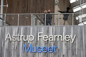 Renzo Piano Prints: Visitors at the new Astrup Fearnley Museum of Modern Art at Tjuvholmen in Oslo designed by Renzo Piano