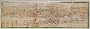 Zaragoza Prints: VISTA DE ZARAGOZA - 1563. Author: WYNGAERDE ANTON VAN DEN. Location: AYUNTAMIENTO. SPAIN