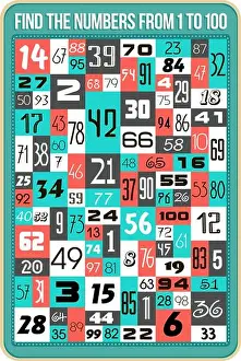 Intellect Prints: visual game for children. Find the numbers from 1 to 100