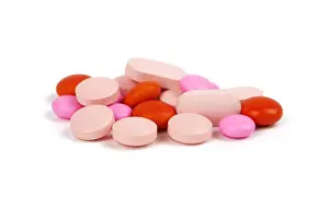 Cure Prints: vitamins pills and tablets on white background