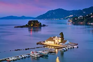 Vlacherna Monastery, Mouse Island near Kerkyra, Corfu, Ionian Islands, Greece