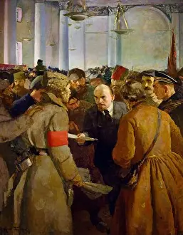 Dictator Prints: Vladimir Lenin at the second Congress of Soviets among peasants delegates 1935-1936 by Gerasimov
