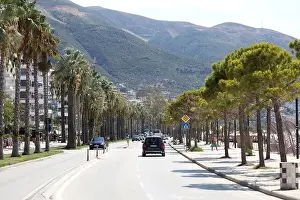 Vlora, Albania, Sunday 2 September 2023 Exploring center of the city Lungo Mare beach people swimming