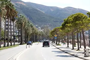 Albanian Prints: Vlorë, Albania, Sunday 2 September 2023 cameria road rruga cameria road running along the coast of the Adriatic Sea