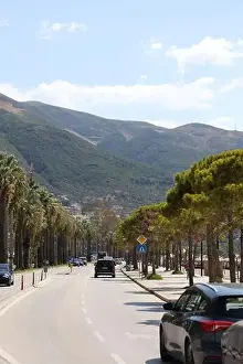 Albanian Prints: Vlorë, Albania, Sunday 2 September 2023 cameria road rruga cameria road running along the coast of the Adriatic Sea