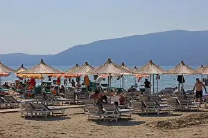 Albanian Prints: Vlorë, Albania, Sunday 2 September 2023 cameria road rruga cameria road running along the coast of the Adriatic Sea