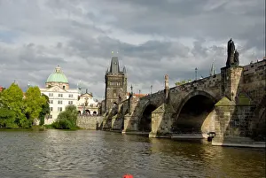 Charles Bridge Prints: The Vltava River as it runs through Prague