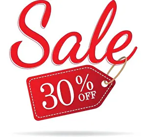 Heading Prints: Vol.3 Sale sign set red on white background 30 percent off heading design for banner or poster