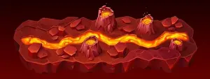 Magma Prints: Volcano road ui mobile game level map cartoon background